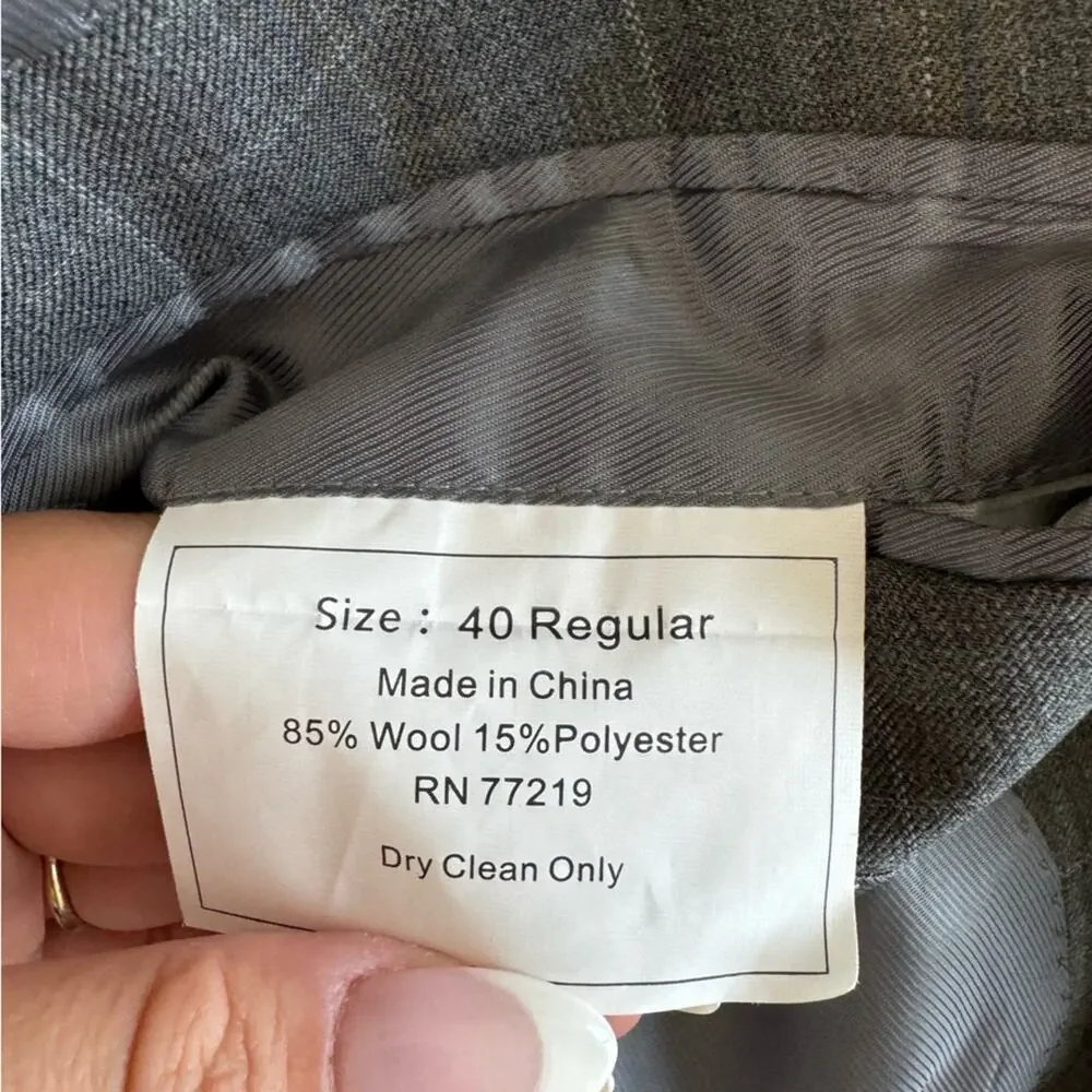 Pronto Uomo Platinum Men Two Button Gray Blazer Wool Blend Sport Coat Jacket 40R